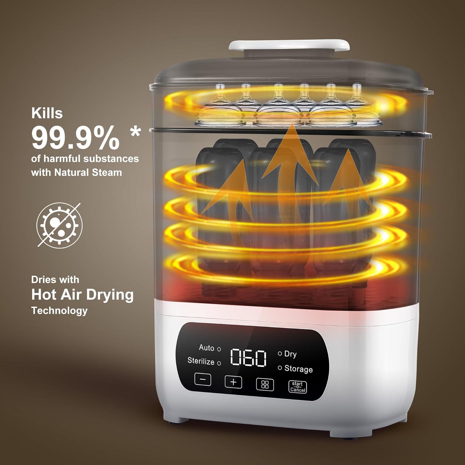 Baby Bottle Steamer and Dryer, Electric Steamer and Dryer for Baby Bottles, 4-in-1 Bottle Steamer