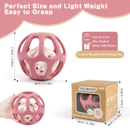 MCGMITT Sensory Balls for Baby, Food Grade Stretchy Silicone Infant Ball, Easy Grasp Ball for Babies 0-12 Months BPA-Free Montessori Learning Toy, Developmental Teething Toys Baby Shower Gifts