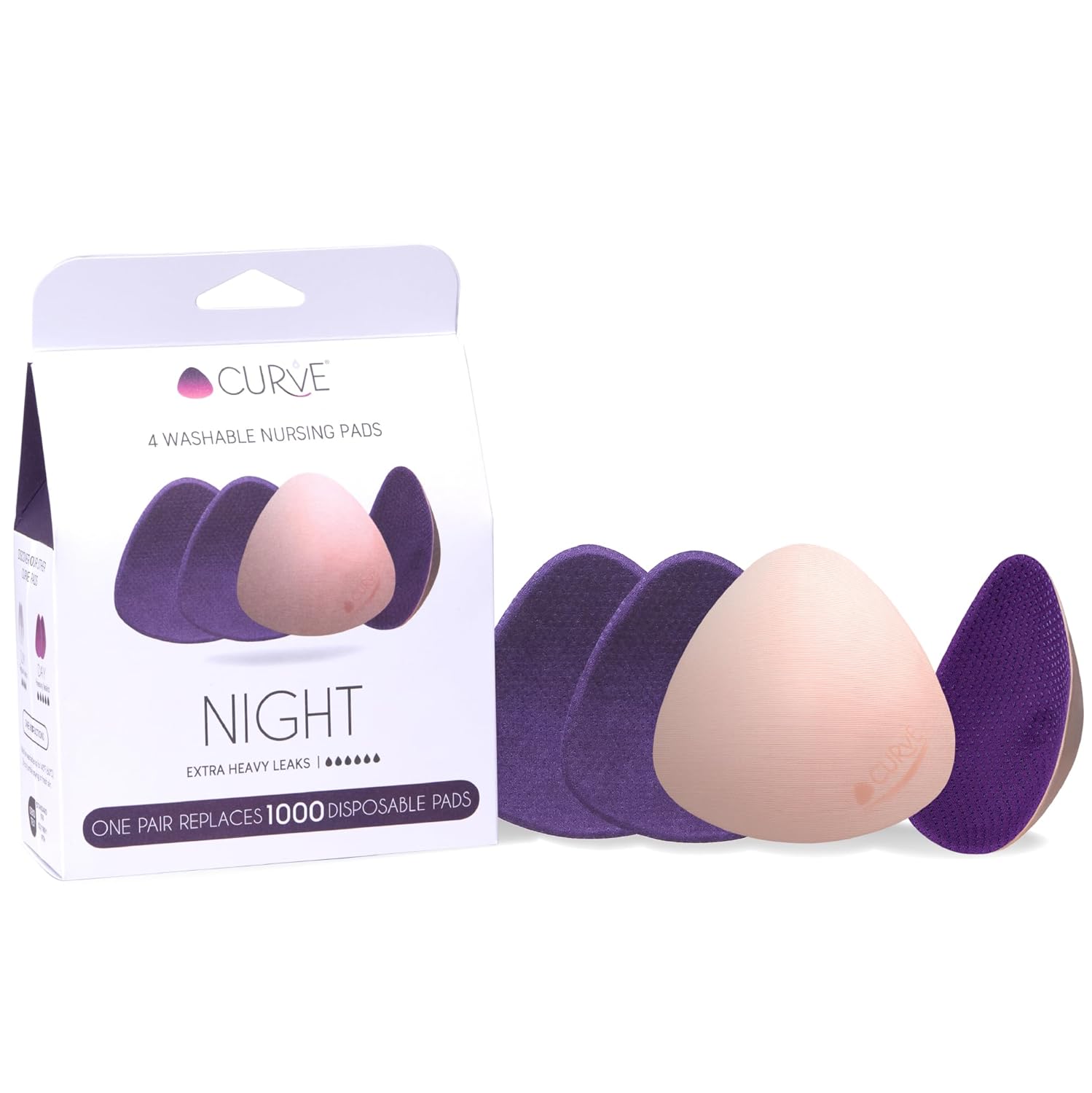 Curve by Cache Coeur Essential Plus Night Nursing Pads ??4-Pack Reusable Ultra-Absorbent