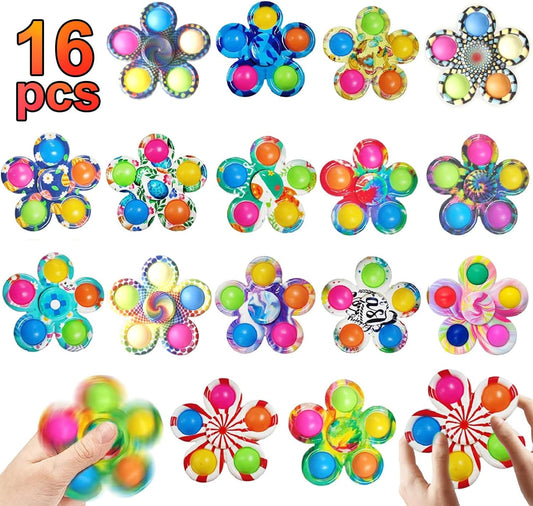 16 Pack Pop Fidget Spinner Toys Party Favors Goodie Bags Stuffers for Kids Adults,Sensory Toys for Its ADHD Autism Stress Relief,Birthday Gifts,Carnival Treasure Box Toy Classroom Prizes Supplies