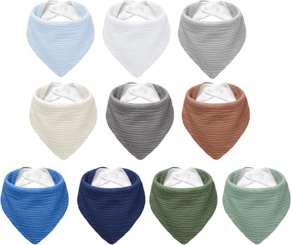 Muslin Baby Bibs,Soft Triangular Baby Bandana Drool Bibs for Baby Boy Girl,Solid Colors Bib for Drooling Teething
