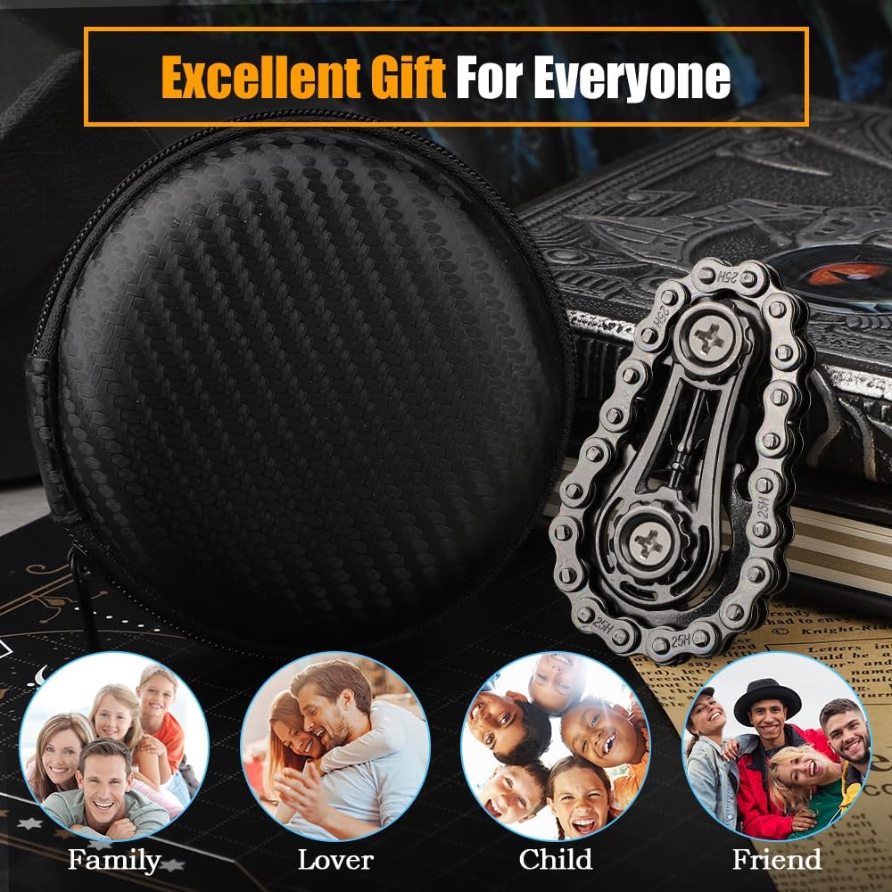Cool Sprockets Fidget Chain, Hand Roller Toys for Kids Adults, Metal Transformable Sensory Bike