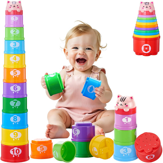 WEEJOYGAM Baby Stacking Cups, Nesting Stacking Toys for Toddlers 1-3 Montessori Toys for 1 Year Old
