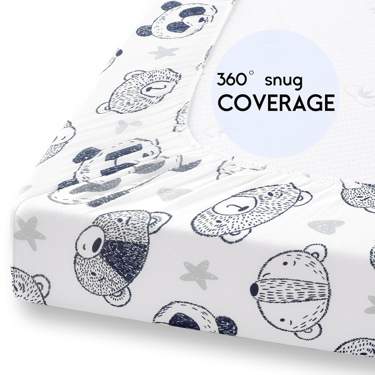 Yoofoss Pack and Play Sheets Fitted, Mini Crib Sheets 2-Pack for Pack N Play Mattress, Stretchy