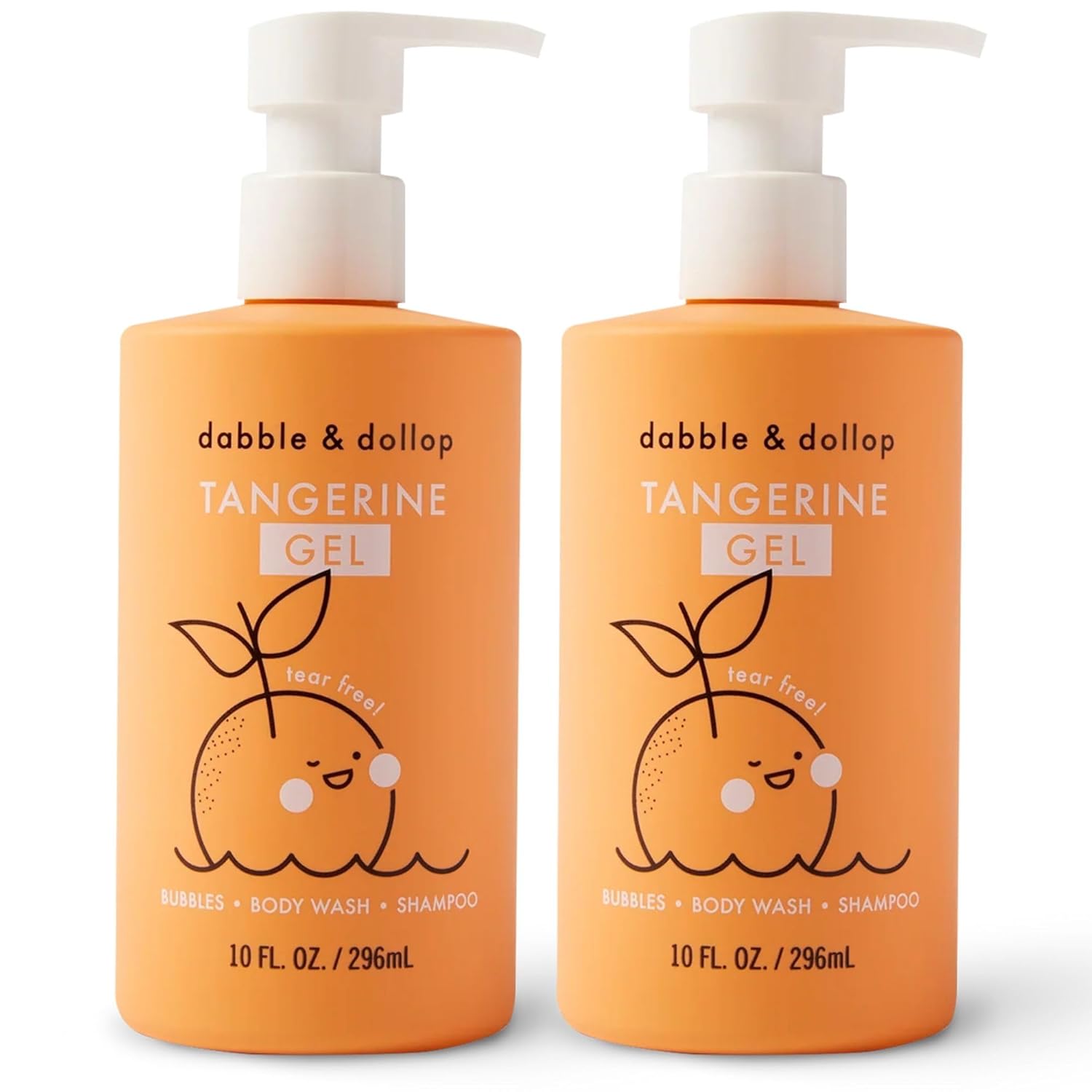 Dabble & Dollop Tangerine Body Wash & Shampoo – 3-in-1 Natural Bubble Bath for Kids, Made in USA