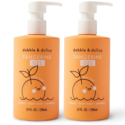 Dabble & Dollop Tangerine Body Wash & Shampoo – 3-in-1 Natural Bubble Bath for Kids, Made in USA