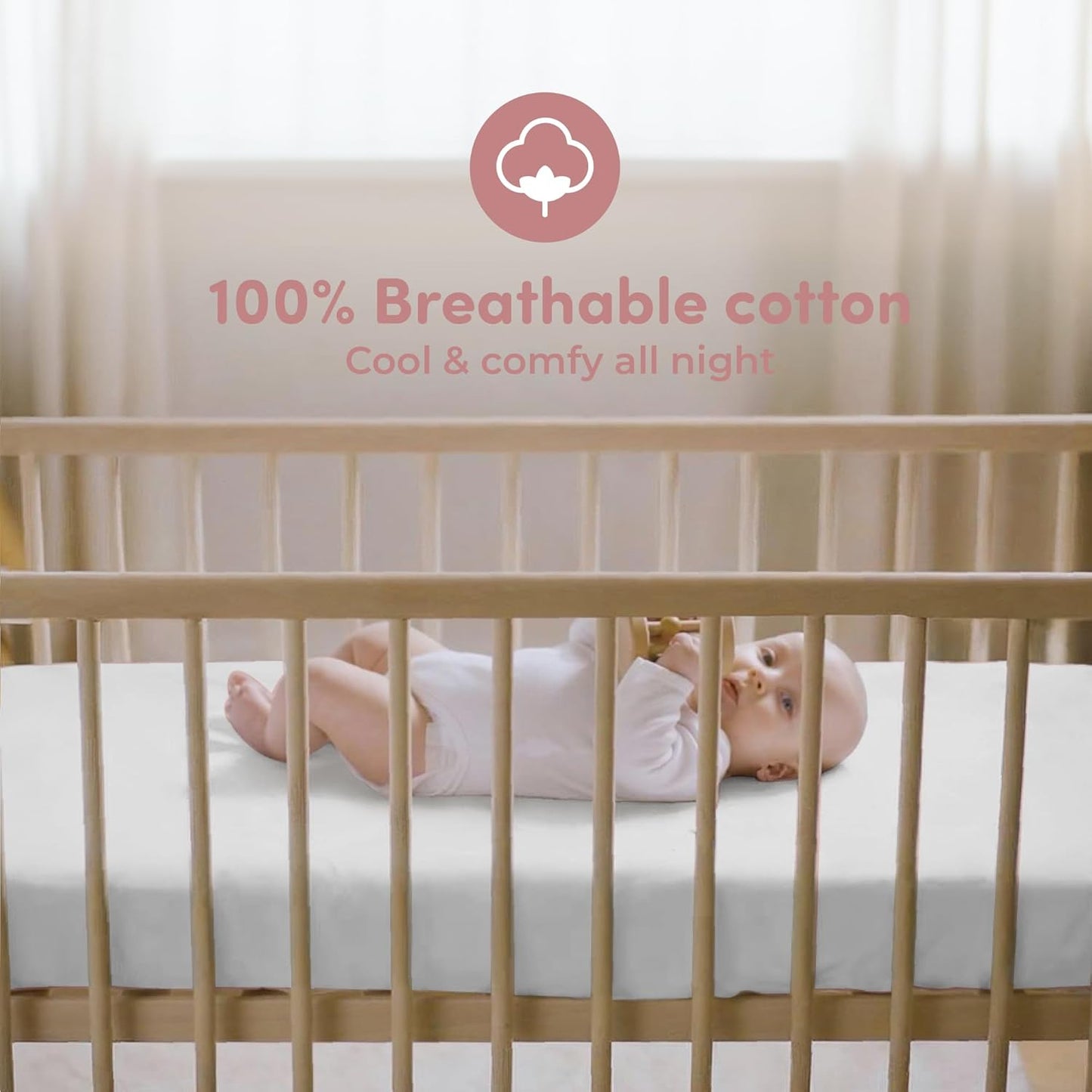 Sweety Fox 2-Pack Crib Sheets - Soft Jersey Cotton Fitted Sheets for Boys and Girls, Mini Crib