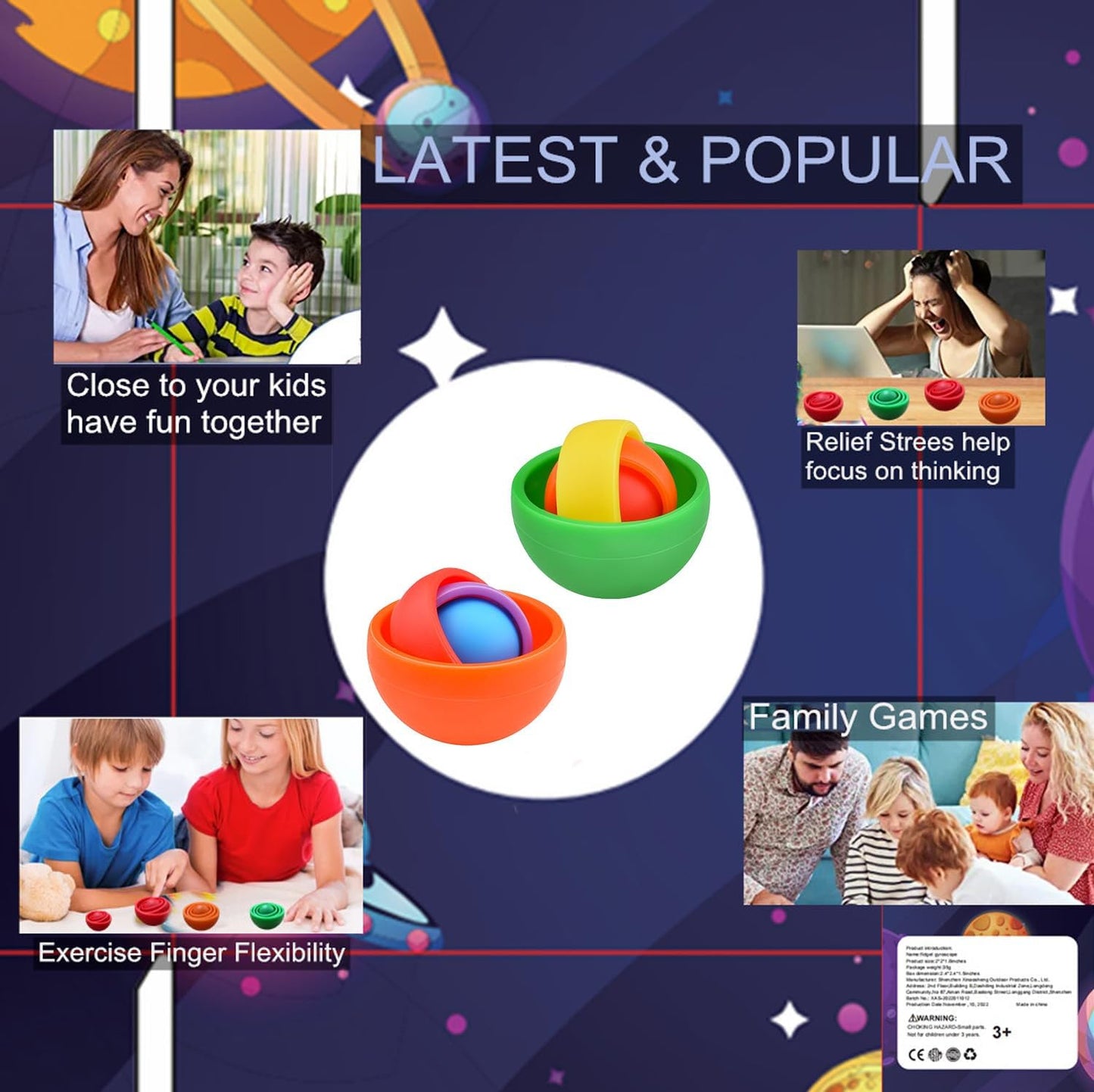 Fidget Toys, 3D Teen Boys Fidgets Spinners, Relief Stress and Exercise Fingers Hand Ball Fidgets Gyroscope, Best Gifts for Boys, Girls, Adult Birthday Games