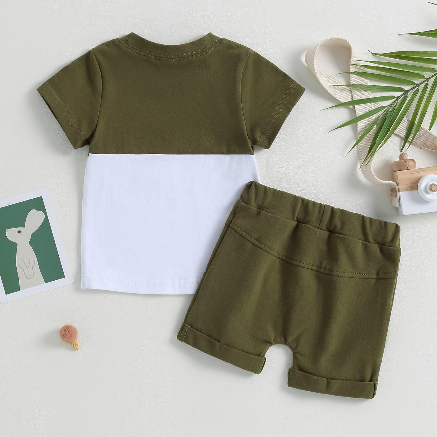 fhutpw Baby Toddler Boy Clothes Summer Outfits 6 12 18 24 Months Patchwork Short Sleeve T Shirt & Shorts Sets with Pockets
