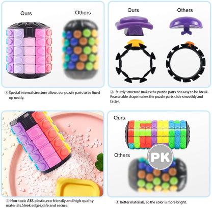 R.Y.TOYS Rotate and Slide Puzzle-Design Patent,Fidget Toys(Restore Order/Create Patterns) 8 Colors,7 Layers-Detach Piece for Quick Play,Brain Teaser,Sensory Toys,Birthday Gifts,Easter Basket Stuffers