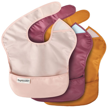 Tiny Twinkle Mess Proof Baby Bibs for Eating - Waterproof, Wipeable Bibs - Toddler Bibs - Travel