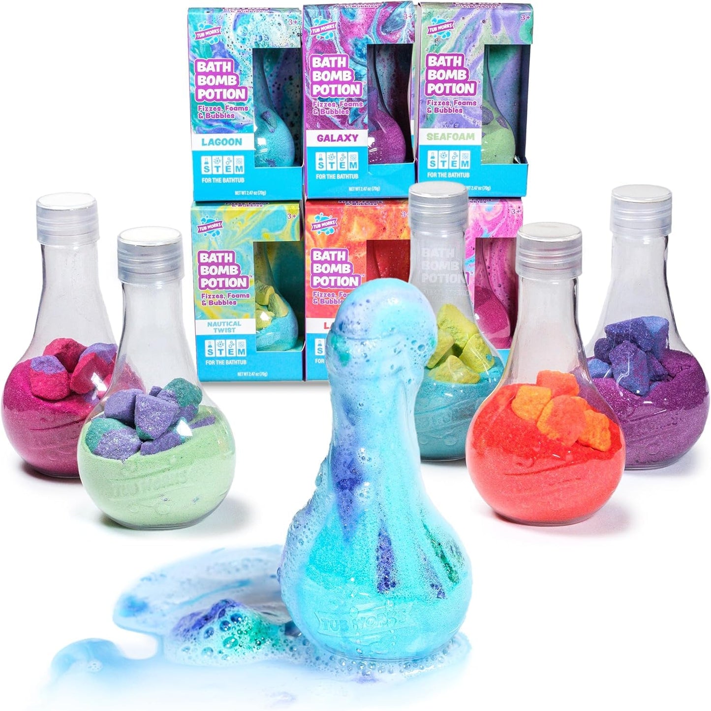 Tub Works® Kids Bath Bomb Potion™ Bath Toy, Variety 6 Pack | Nontoxic | Fizzes, Foams & Bubbles