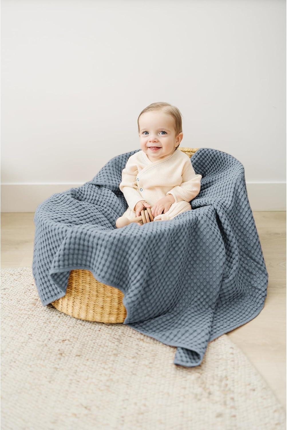 Konssy Waffle Baby Blanket - Soft & Cozy Nursery Swaddle Blanket, Lightweight Toddler Throw for