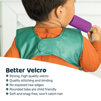 Tiny Twinkle Mess Proof Apron Bibs - 2 Pack Waterproof & Lightweight Baby Bibs for Led Weaning | 100% Recycled Polyester, Easy Clean & Machine Washable (Taupe Dandelion,Small 6-24 Months)