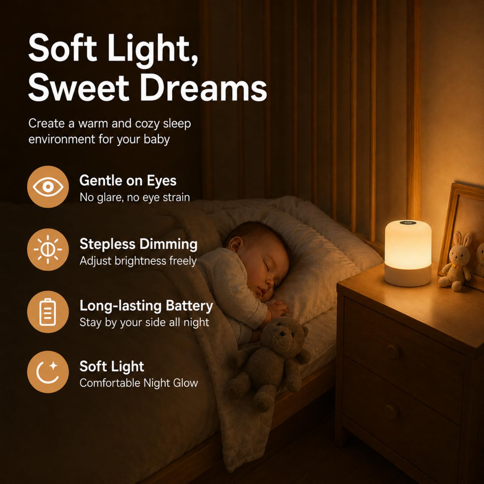 Cravonel Portable Baby Night Light, 3 Color Egg Lights for Nursery