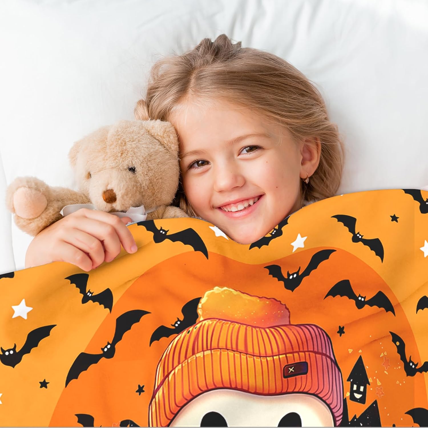 Ship Next Day, Custom Halloween Blanket - Printed in USA, Personalized Baby Blankets with Name