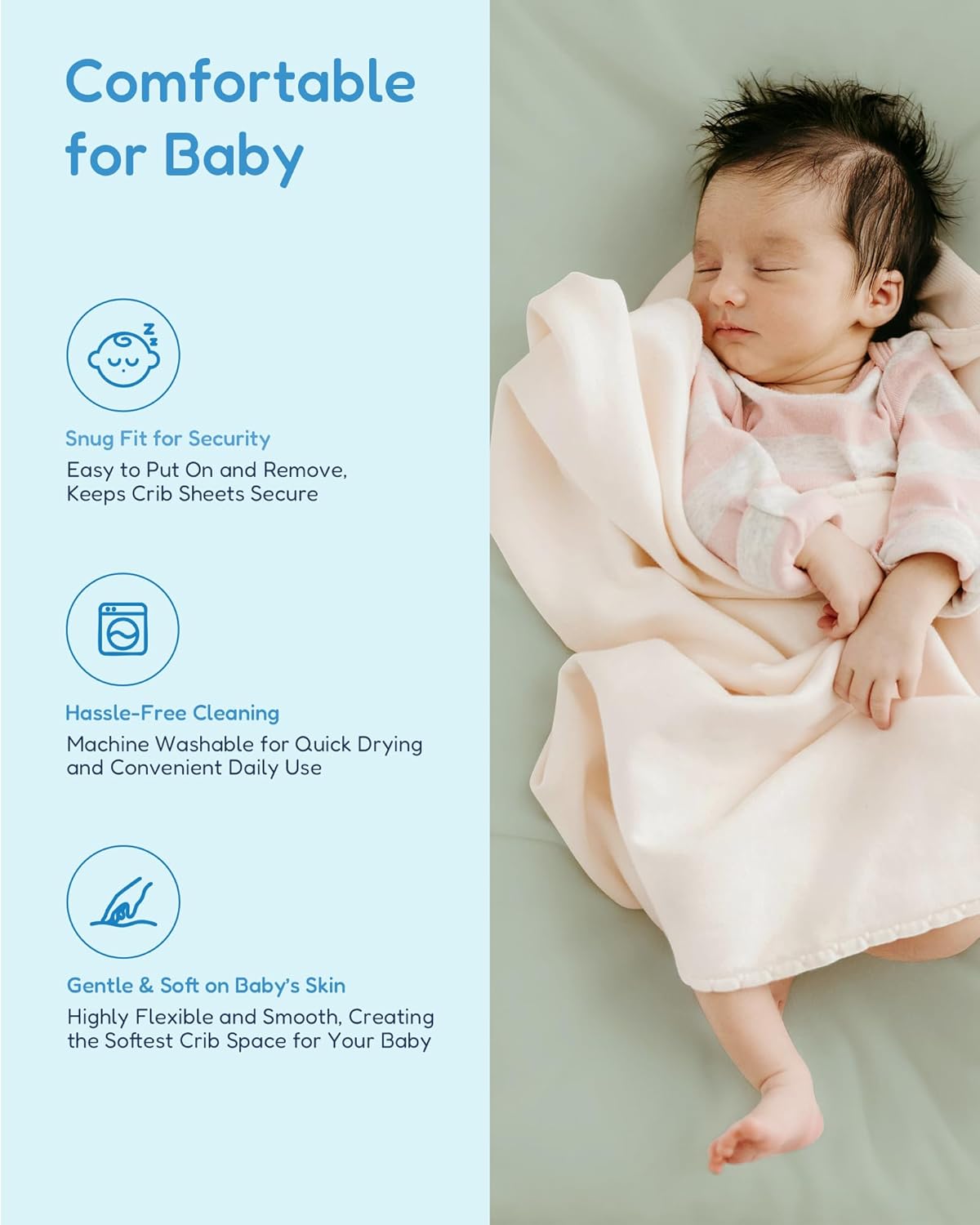 Baby Crib Sheets for Standard Crib Mattress - Green+Giraff, Soft Jersey Knit, Safe and Snug, for