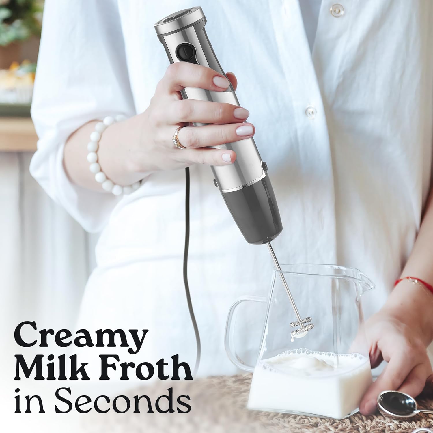 Zulay 4-in-1 Immersion Stick Mixer Hand Blender - 800 Watts, 12 Speeds, 5-ft Power Electric Cord