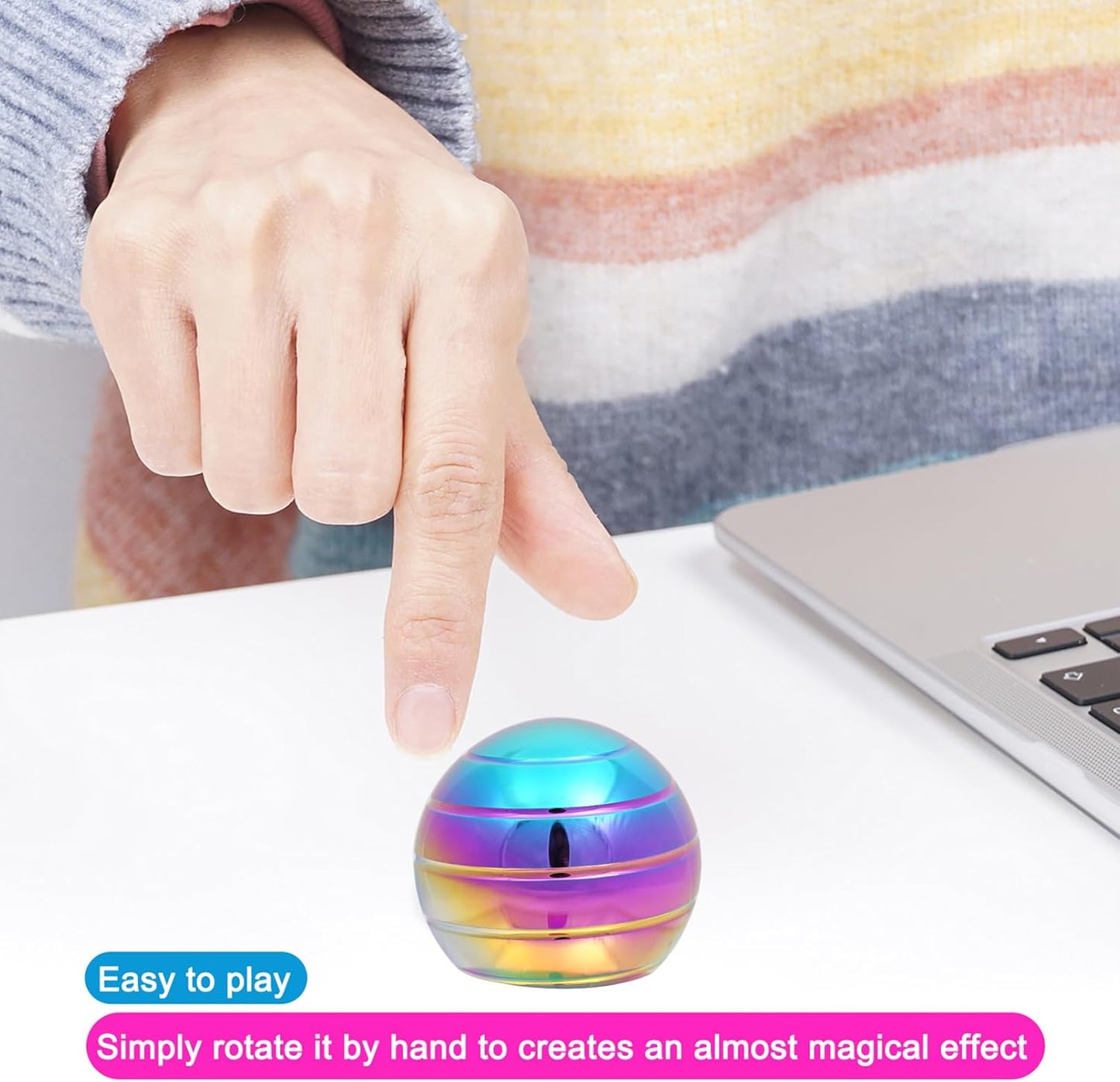 Desk-Fidget-Kinetic-Toys Cool-Gadgets: Cool-Stuff Thing Game Toy for Adult Teen Children Kid, Optical-Illusion Stress Relief Gifts for Man Women Home Office School Christmas Spinning Up 300 Seconds