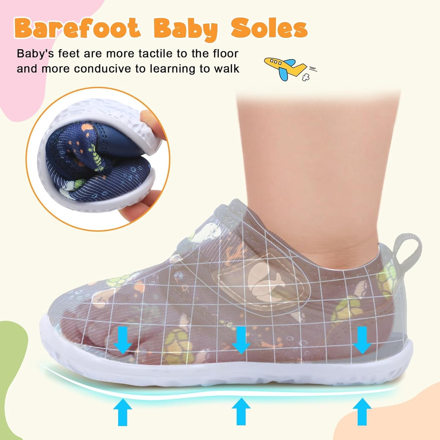 FEETCITY Baby Walking Shoes Barefoot Baby Shoes Infant Sneakers Newborn Crib Shoe Lightweight Flexible Slip On Shoe