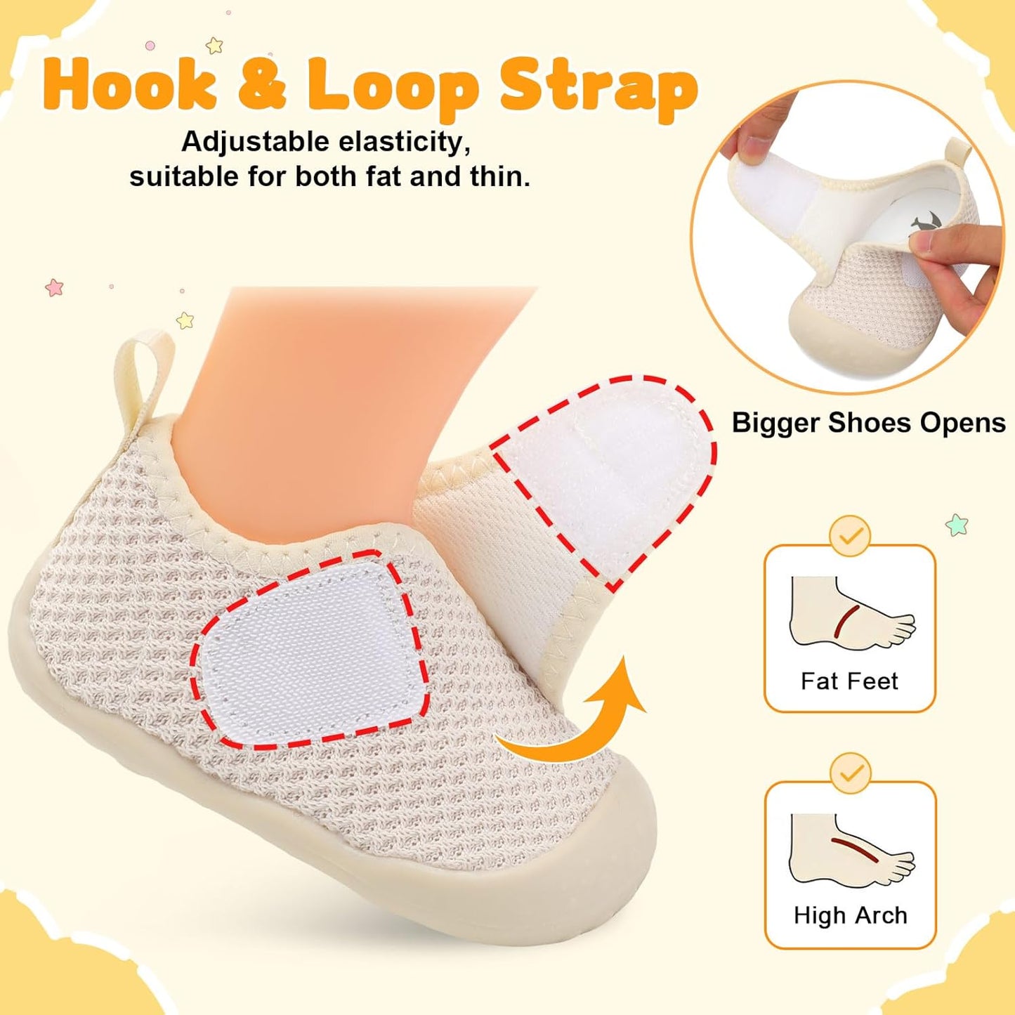 FEETCITY Baby First Walking Shoes Wide Baby Shoes Infant Sneakers Newborn Crib Shoe Barefoot Lightweight Slip On Shoe