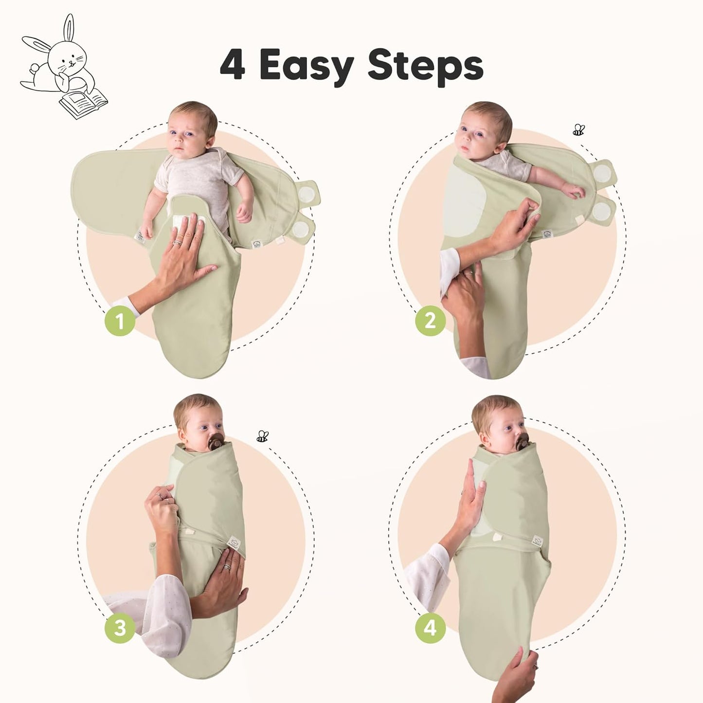 3-Pack Organic Baby Swaddle Sleep Sacks - Swaddles for Newborns, Infant 0-3 Months, Baby Girls, Boys, Soft & Snug Newborn Sleep Sack, Nursery Swaddling Blankets (Dino Ridge)