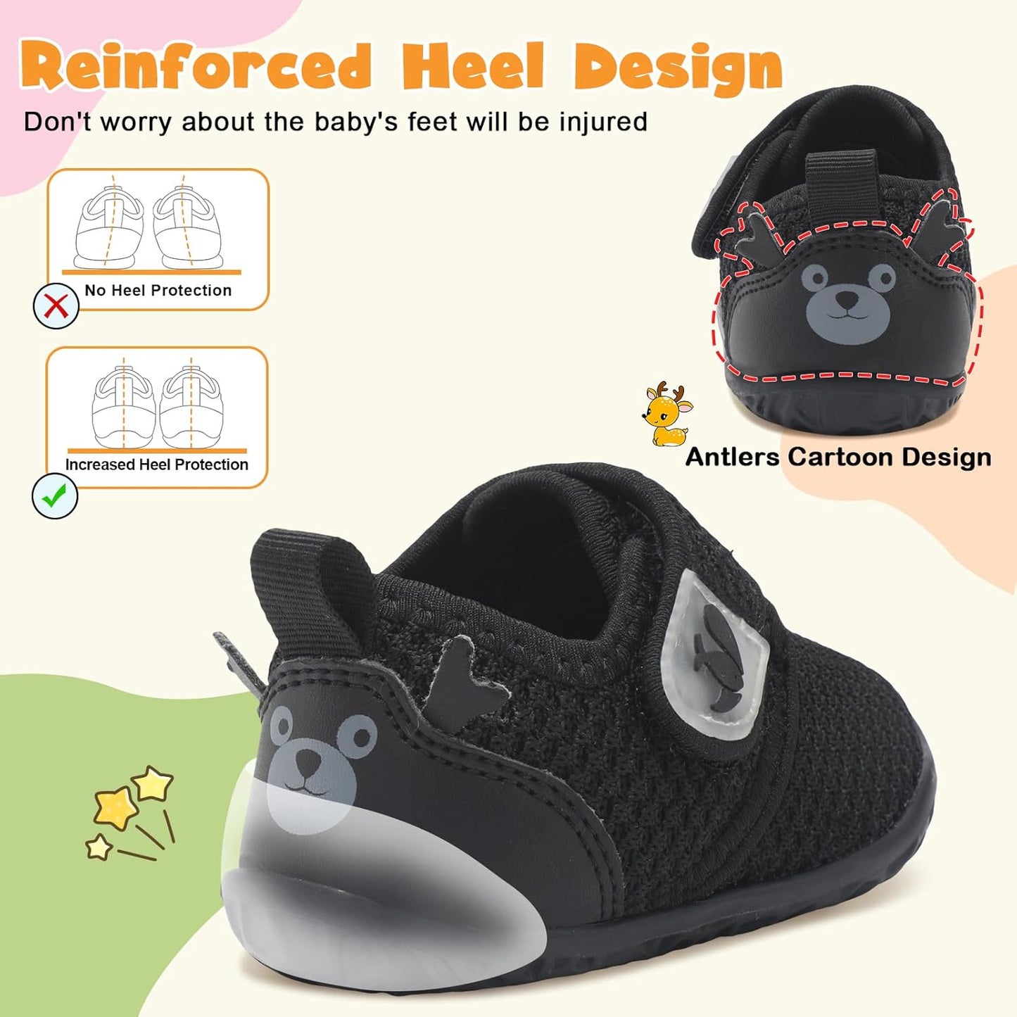 FEETCITY Baby Walking Shoes Barefoot Baby Shoes Infant Sneakers Newborn Crib Shoe Lightweight Flexible Slip On Shoe