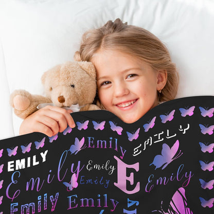 Ship Next Day, Custom Name Blanket - Printed in USA, Personalized Baby Blankets for Girls, Baby