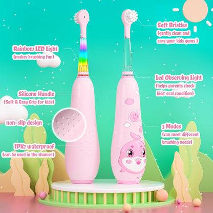 SEAGO Kids Electric Toothbrushes Rechargeable, Toddler Electric Toothbrush with Magnetic Charging