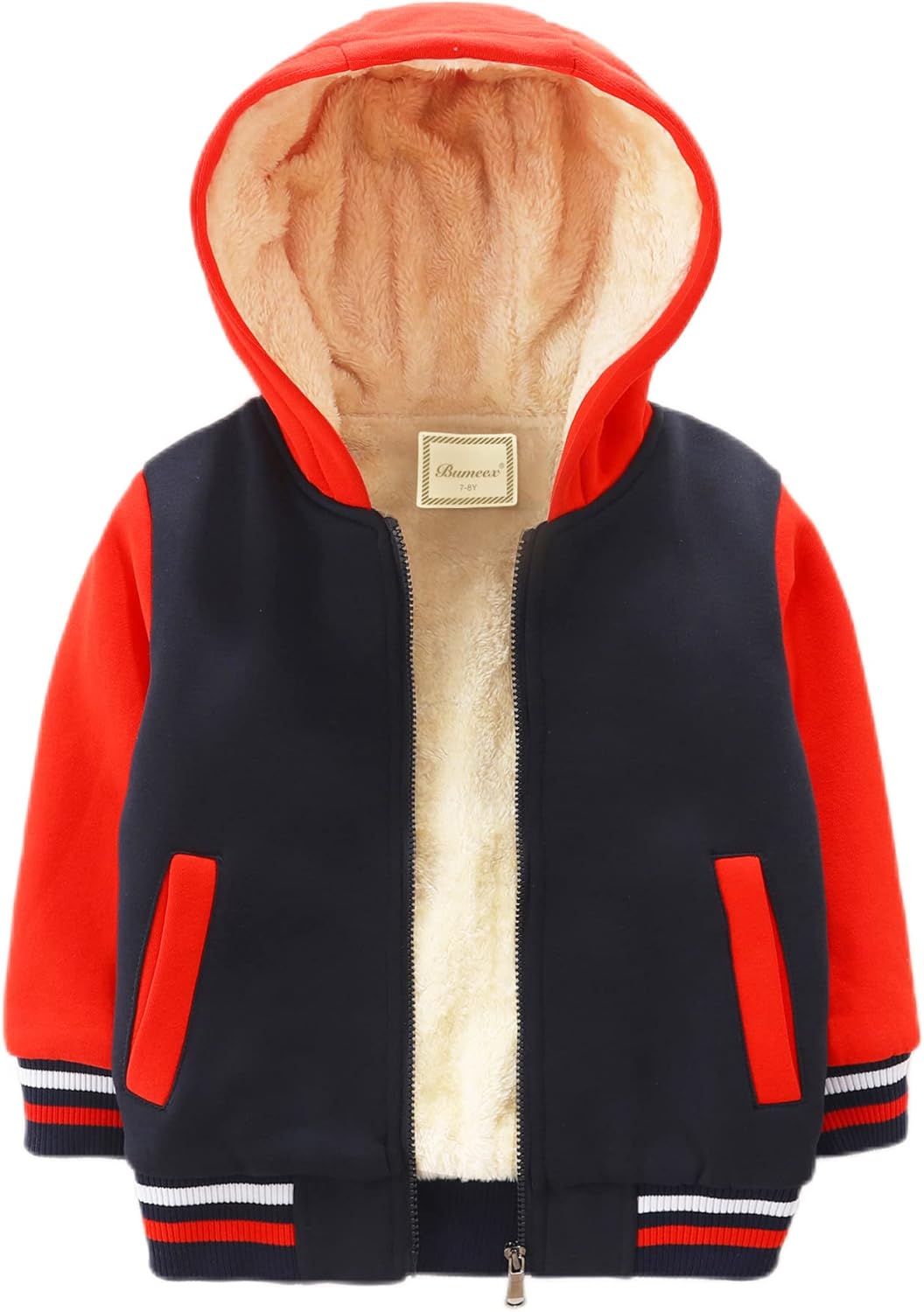 Bumeex Kids Boy's Girl's Sherpa Fleece Lined Jacket Spring Fall Winter Zip up Sweatshirt Hoodie 2-14Y(Toddler/Kid)