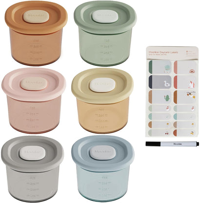Moonkie Silicone Baby Food Containers | 4 oz Baby Food Storage Jars with Airtight Lids | Reusable