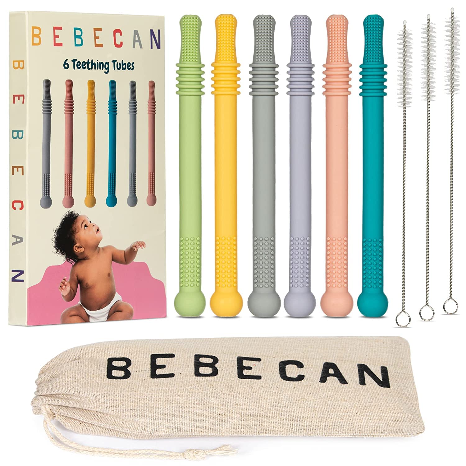 Bebecan Teething Sticks for Babies 36+ Months – Super Soft Silicone Teething Aids, Infant Oral