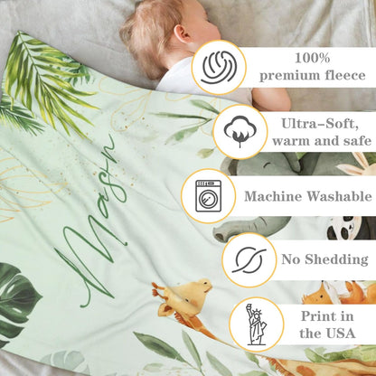 Custom Baby Blanket for Boys Personalized Baby Blanket with Name Soft Cozy Flannel Bed Throw