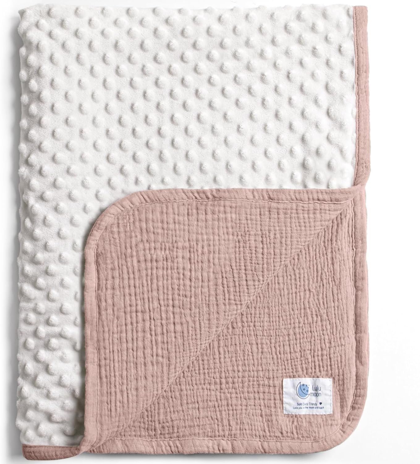 lulumoon Baby Blanket for Newborn Receiving: Minky Dot & Muslin Lightweight - Thermal Blanket Gift