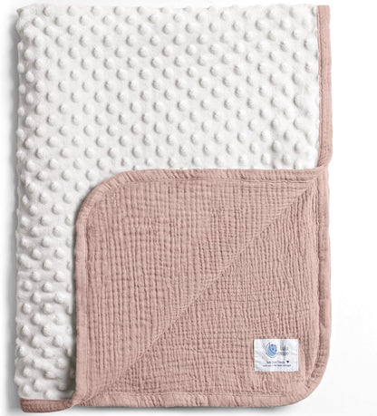 lulumoon Baby Blanket for Newborn Receiving: Minky Dot & Muslin Lightweight - Thermal Blanket Gift