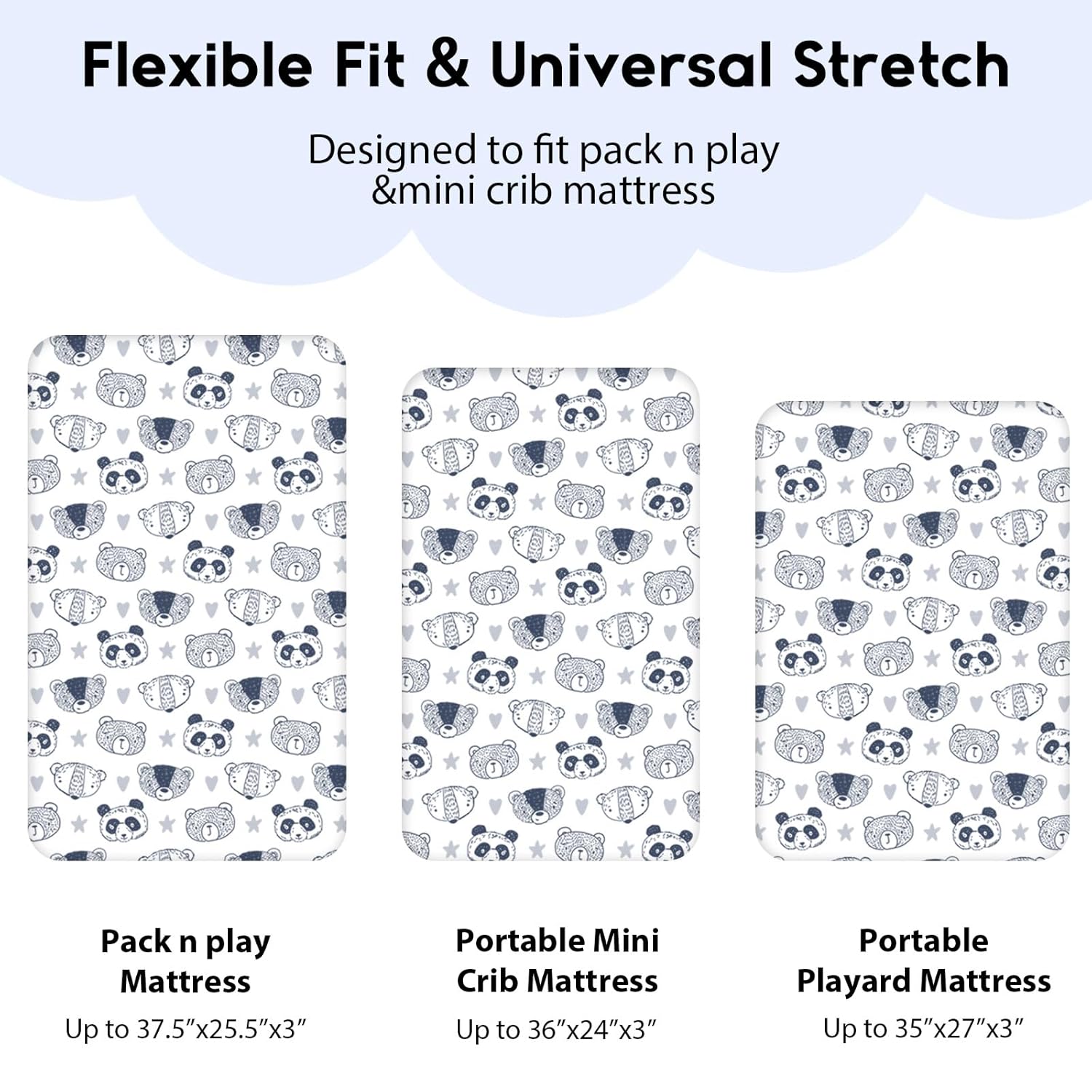 Yoofoss Pack and Play Sheets Fitted, Mini Crib Sheets 2-Pack for Pack N Play Mattress, Stretchy