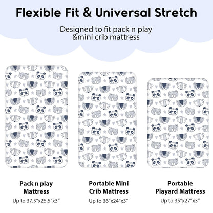 Yoofoss Pack and Play Sheets Fitted, Mini Crib Sheets 2-Pack for Pack N Play Mattress, Stretchy