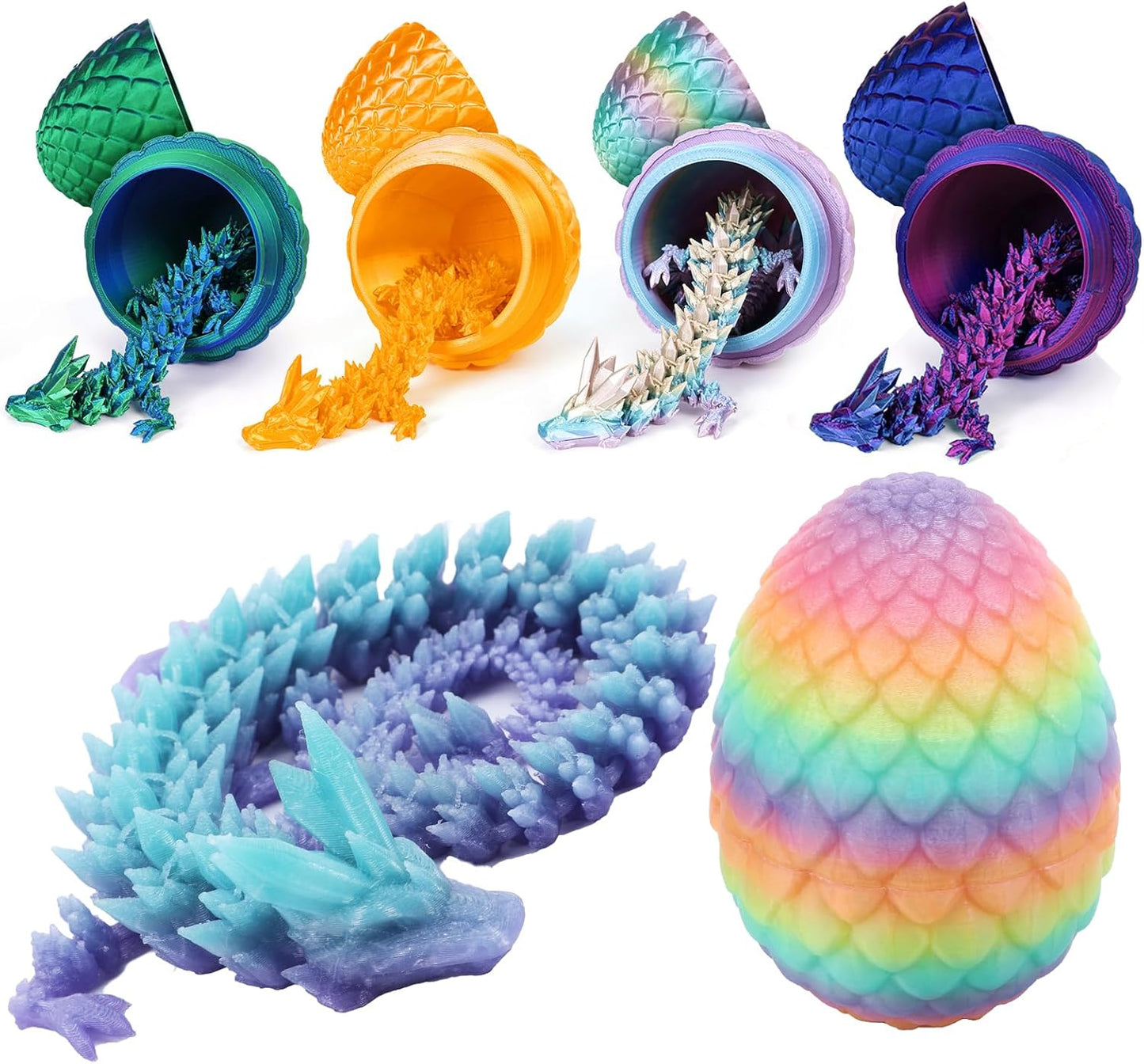 3D Printed Dragon Egg,Dragon Eggs with Dragon Inside,Crystal Dragon Fidget Toys,Full Articulated