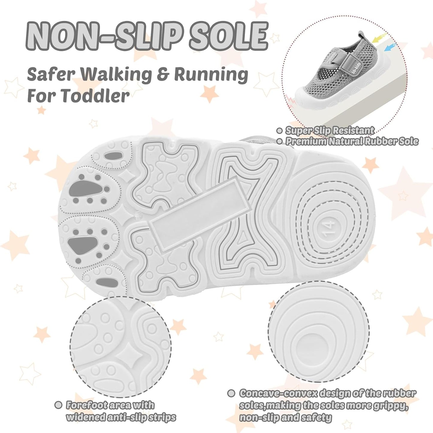 Baby Walking Shoes Toddler Girl Boy Soft Sole Breathable Mesh Slip on Summer Wide Shoes Infant Flexible Lightweight Non-Slip Safer Causal Tennis Shoes Toddler First Walkers Shoes Rubber Soles Outdoor