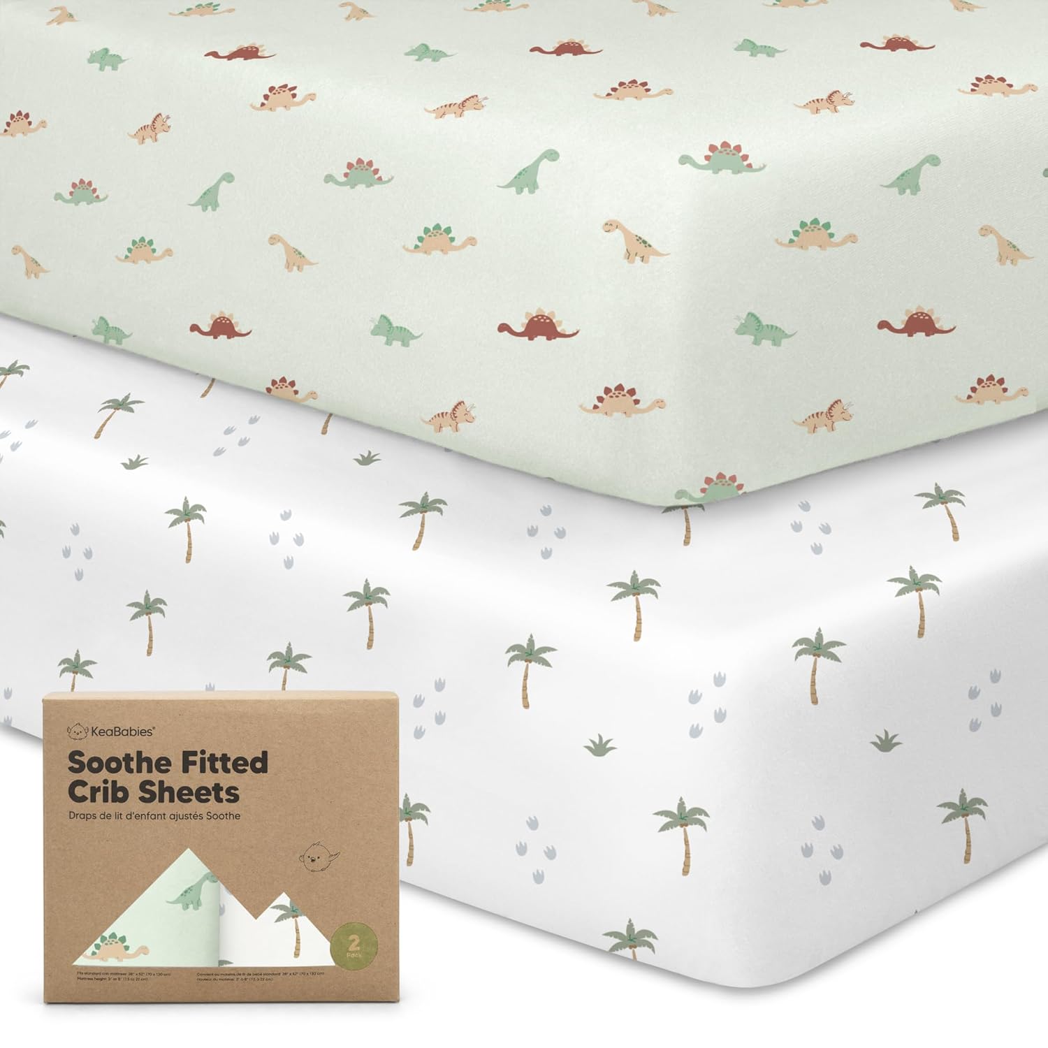 KeaBabies 2-Pack Organic Crib Sheets for Boys, Girls - 52x28 Fitted Crib Mattress Sheet Neutral