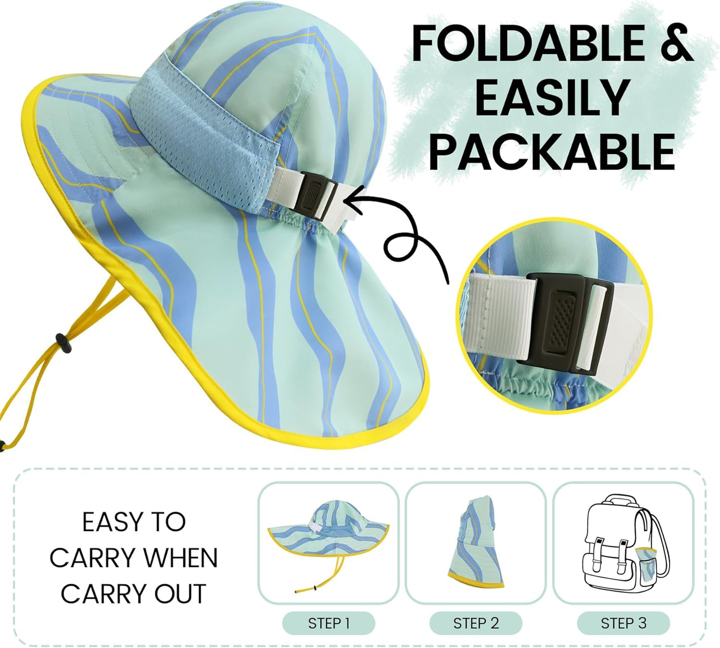 Baby Sun Hat with Neck Flap for Sun Protection Toddler Beach Hat UPF 50+ Outdoors 0-6 Years Boys Girls