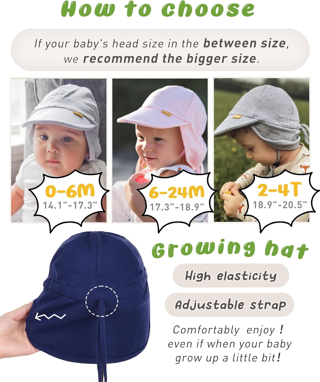 FURTALK Baby Sun Hat UPF 50+ UV Ray Sun Protection Cotton Toddler Hats for Boys Girls