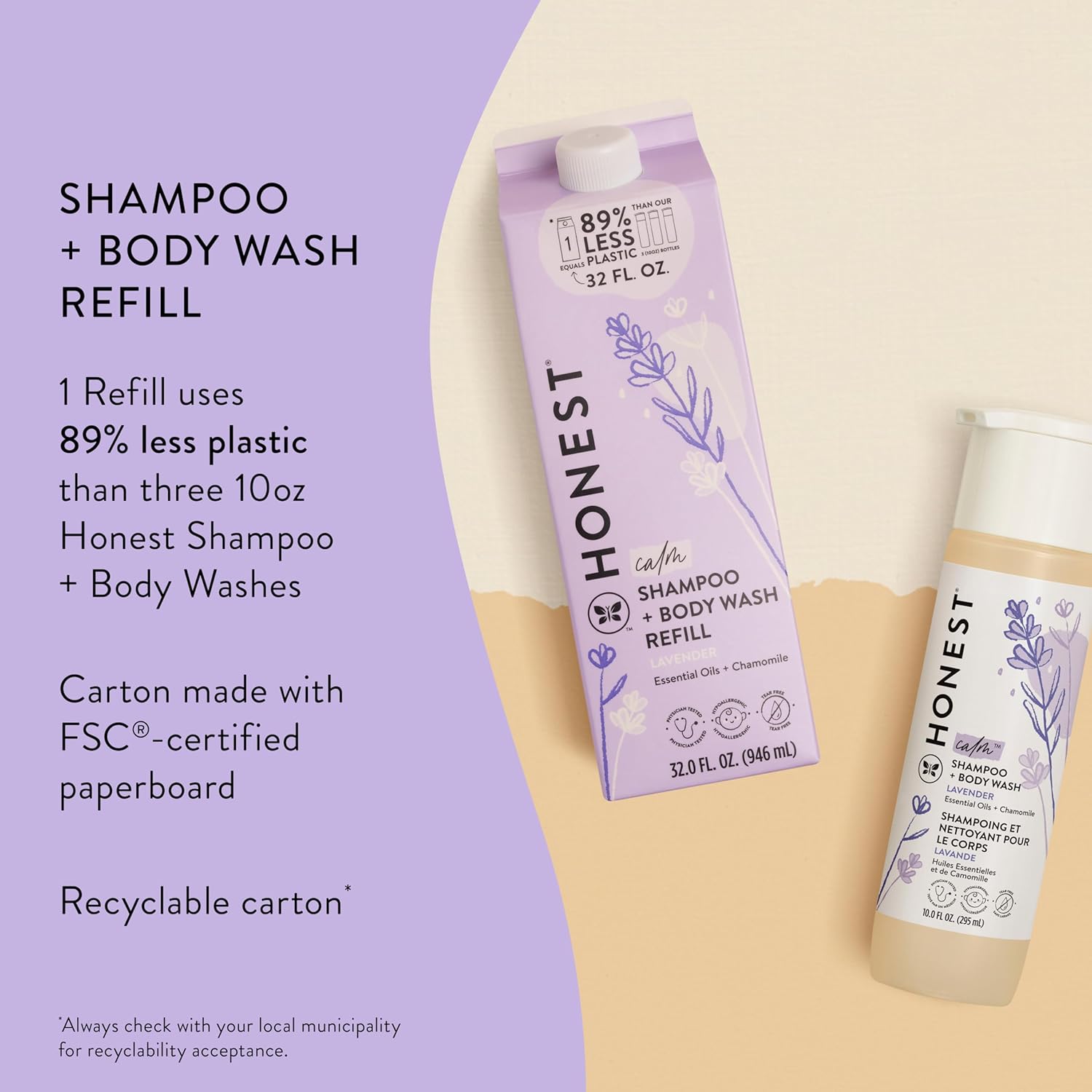 The Honest Company 2-in-1 Cleansing Shampoo + Body Wash Refill Carton | Gentle for Baby | Naturally