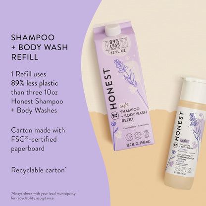 The Honest Company 2-in-1 Cleansing Shampoo + Body Wash Refill Carton | Gentle for Baby | Naturally