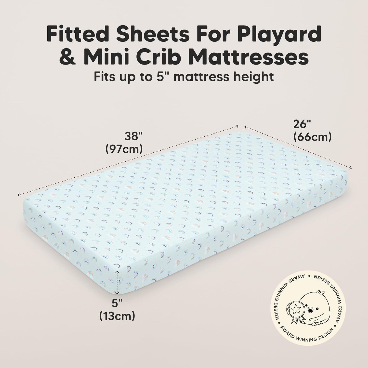 2-Pack Mini Crib Sheets Fitted - 38x26 Pack N Play Sheets for Pack and Play Mattress, Organic