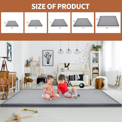 Baby Play Mat for Floor - 1.4" Thick Memory Foam Rug, 60"x60" Playpen Tummy Time Mat, Soft Velvet Nursery Rug, Large Padded Crawling Mat, Cushioned Pads for Playroom Toddlers, Infants, Yoga, Tatami