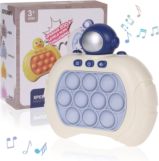 Fast Push Game Pop Fidget Toys for Kids, Fast Push Bubble Game, Quick Push Pop Game for Boys & Girls Age 3-12, Handheld Puzzle Game Sensory Toys Relaxation and Decompression (Blue Astronaut)