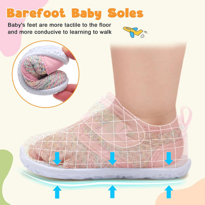 FEETCITY Baby Walking Shoes Barefoot Baby Shoes Infant Sneakers Newborn Crib Shoe Lightweight Flexible Slip On Shoe
