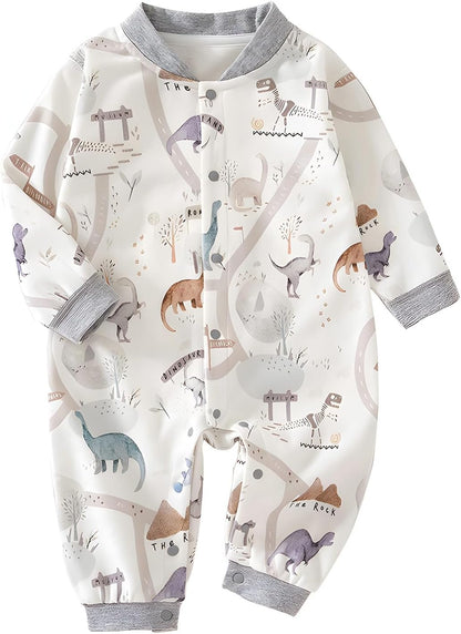100% Organic Cotton Soft 3-24 Months Baby Romper Jumpsuits for Boys and Girls Unisex Long Sleeve