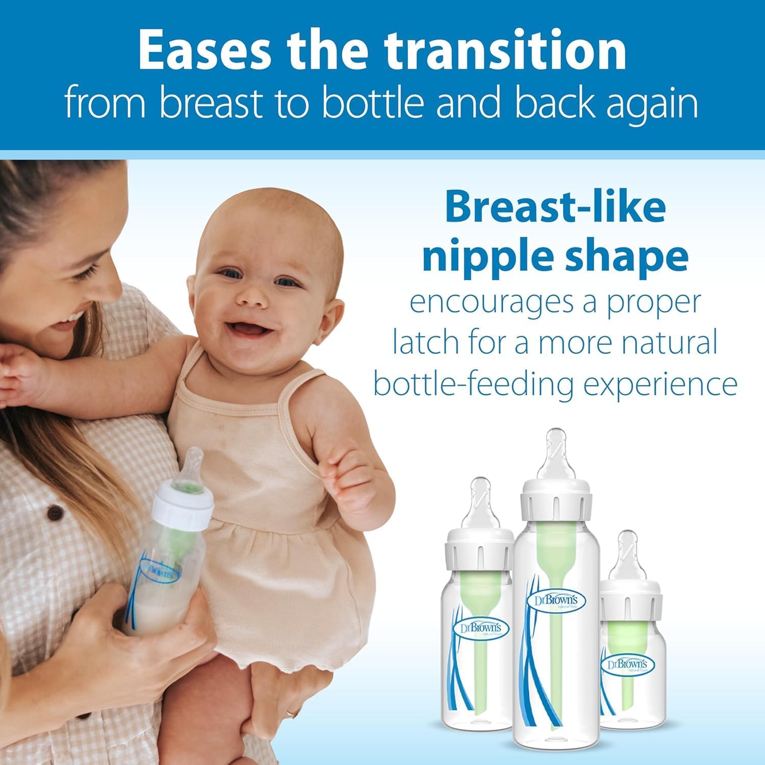 Dr. Brown’s Natural Flow Level 2 Narrow Baby Bottle Silicone Nipple, Medium Flow, 3m+, 100%